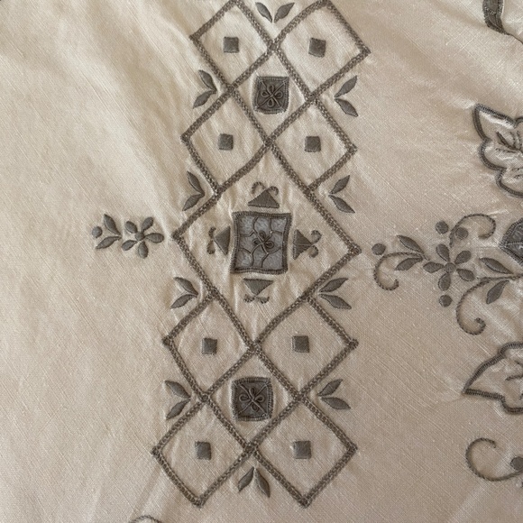 Vintage European Embroidered Floral Grape Vines Tablecloth 65" x 84" - Picture 3 of 12